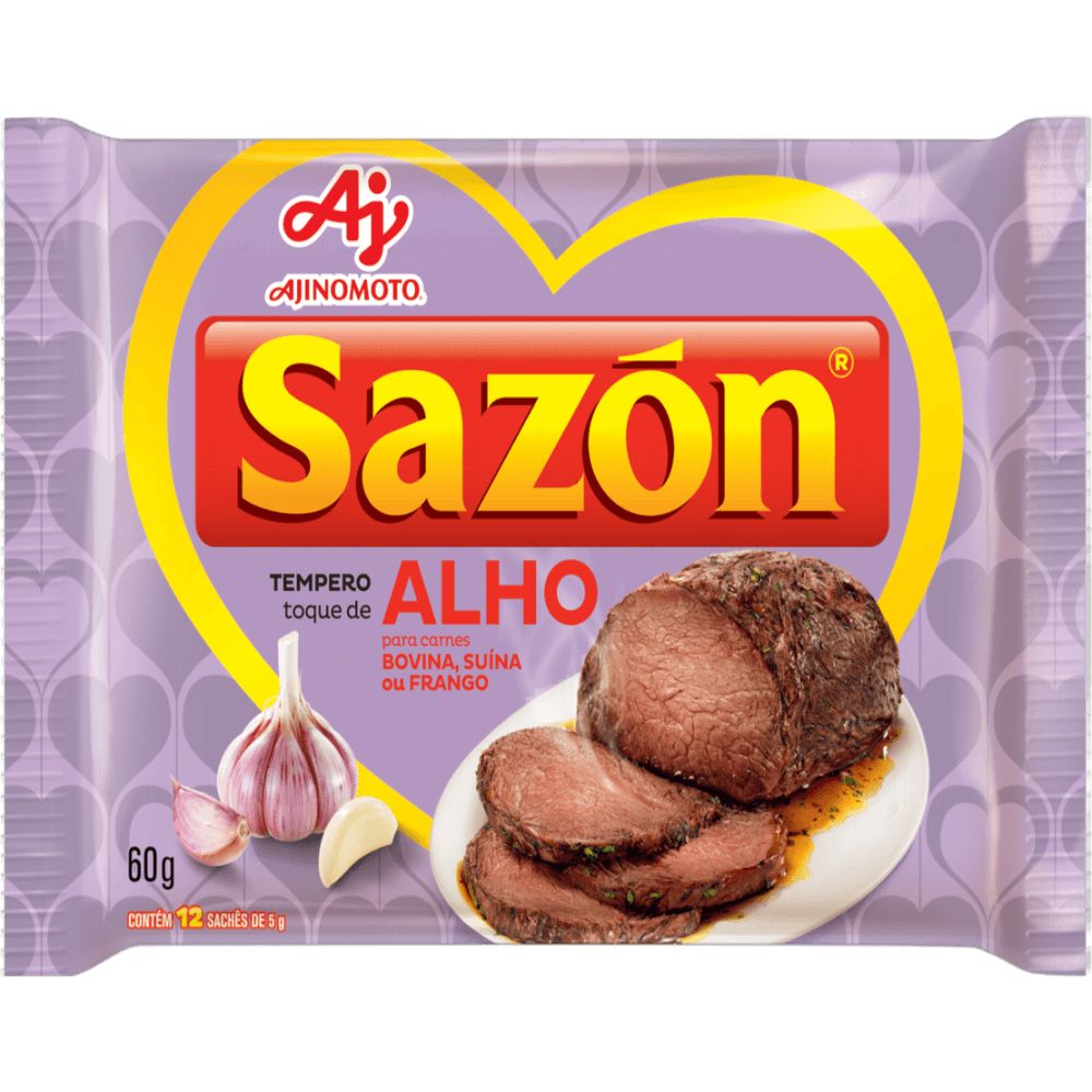 Sazón Toque de Alho Seasoning for Meats, 60 g / 2.11 oz (12 Units)