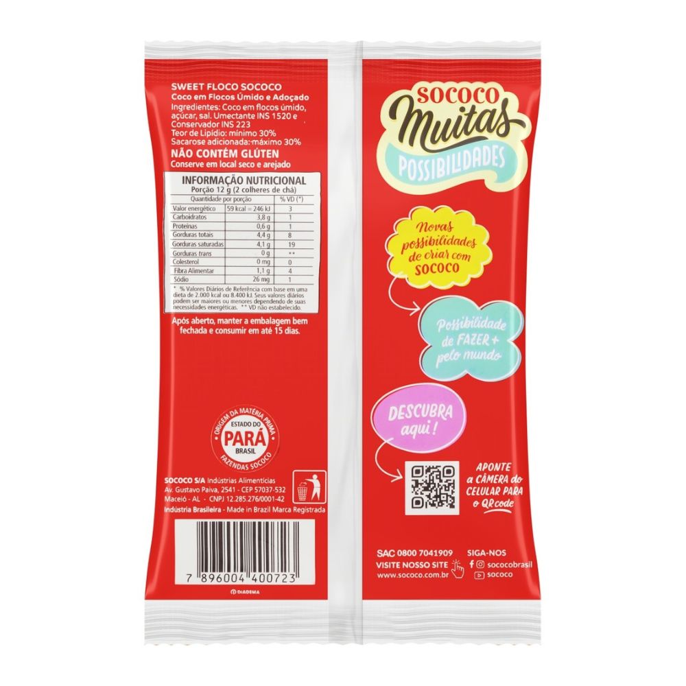 Coco rallado endulzado Sococo, 100 g / 3,5 oz