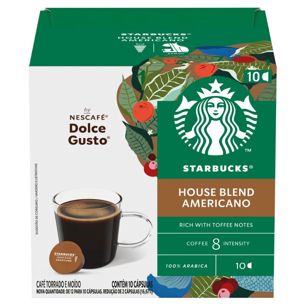 Starbucks House Blend Americano Café Moído Cápsulas, 85 g / 3 oz Caixa, 10 Unidades