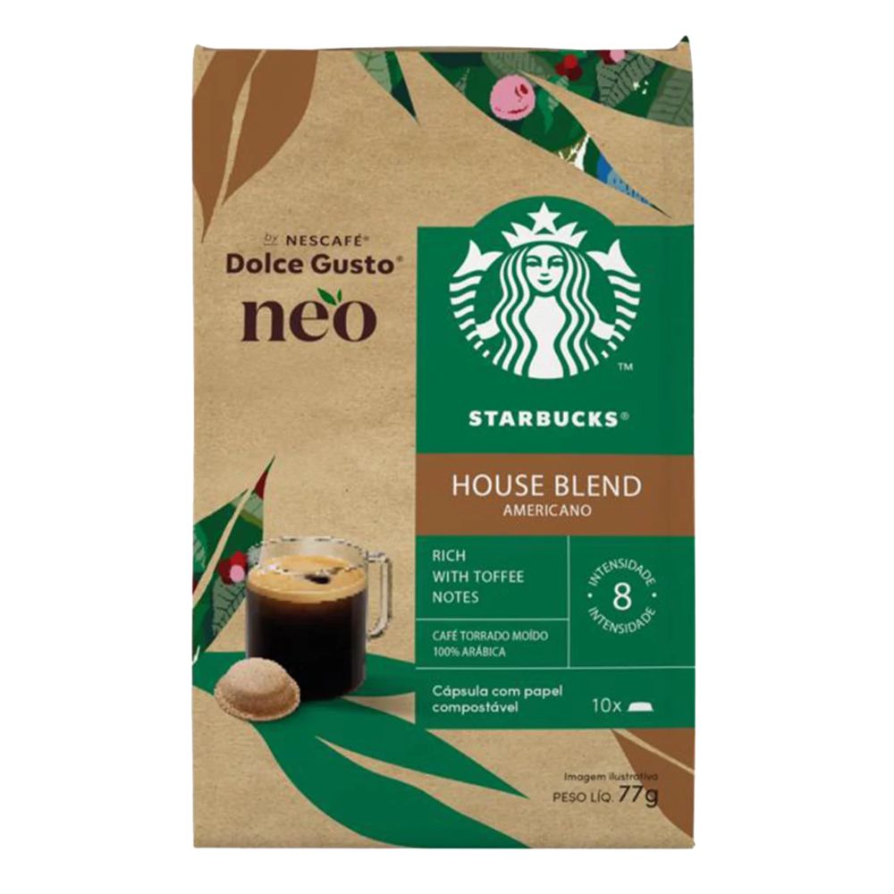 Starbucks House Blend Cápsulas de Café Molido para Nescafé Dolce Gusto, 77 g / 2,7 oz (10 Cápsulas)