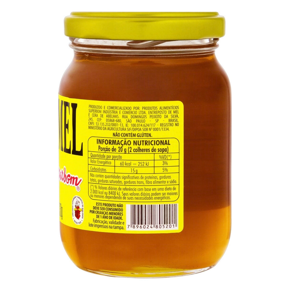 Superbom Pure Amber Bee Honey, 330 g / 11.6 oz Glass Jar