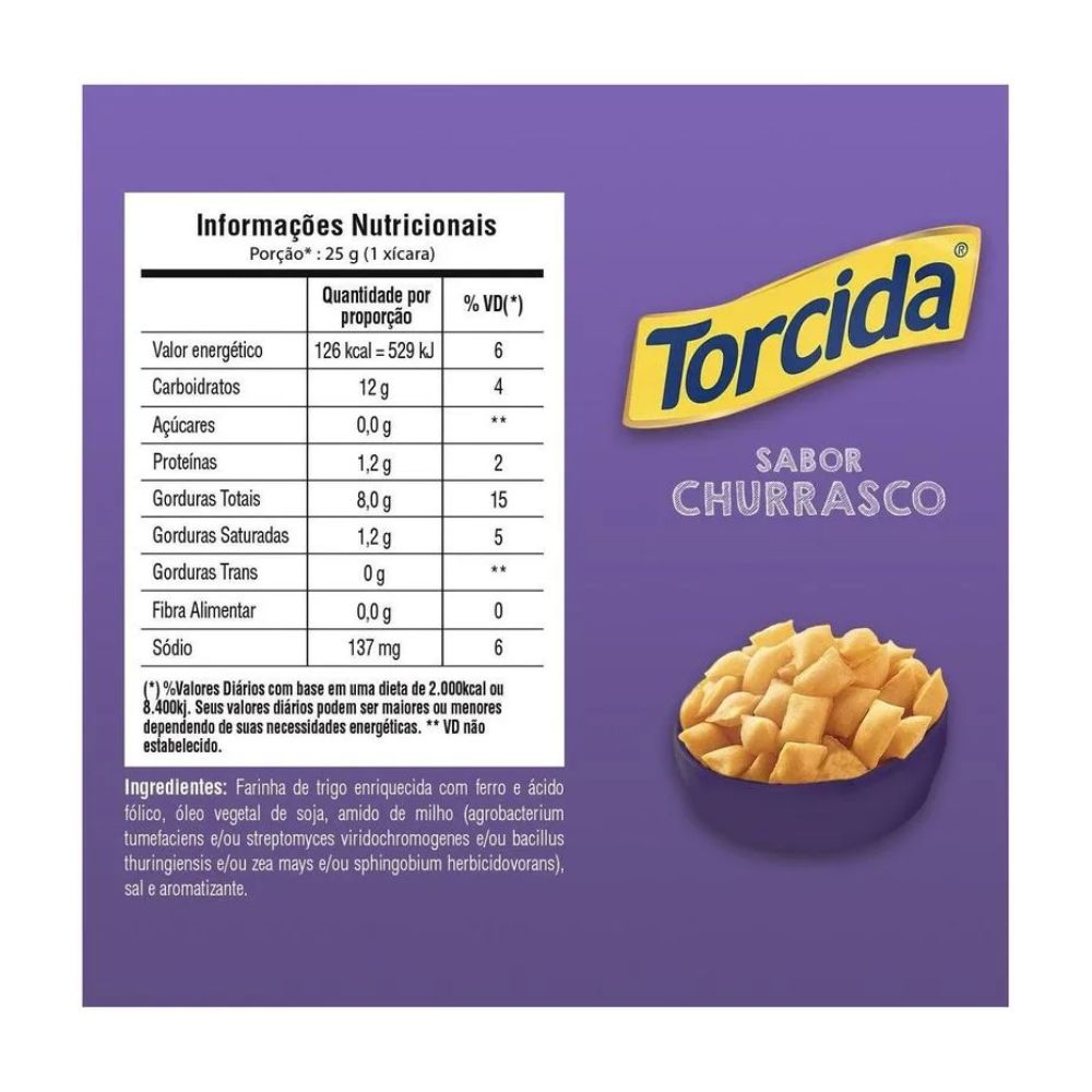 Torcida Churrasco Flavored Wheat Snack Salgadinho de Trigo, 60 g Bag