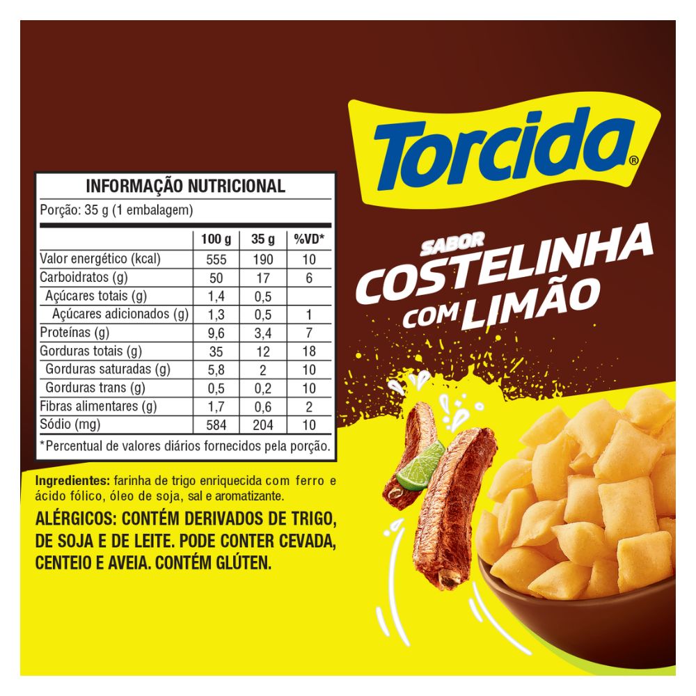 Torcida Salgadinho de Trigo Costelinha com Limão, 60 g / 2.1 oz Bag