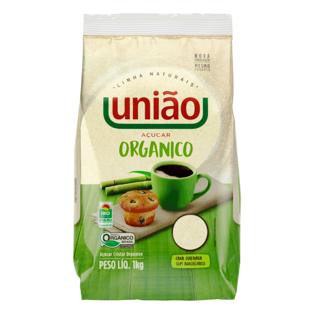 União Organic Crystal Sugar Açúcar Cristal Orgânico, 1 kg / 2.2 lb