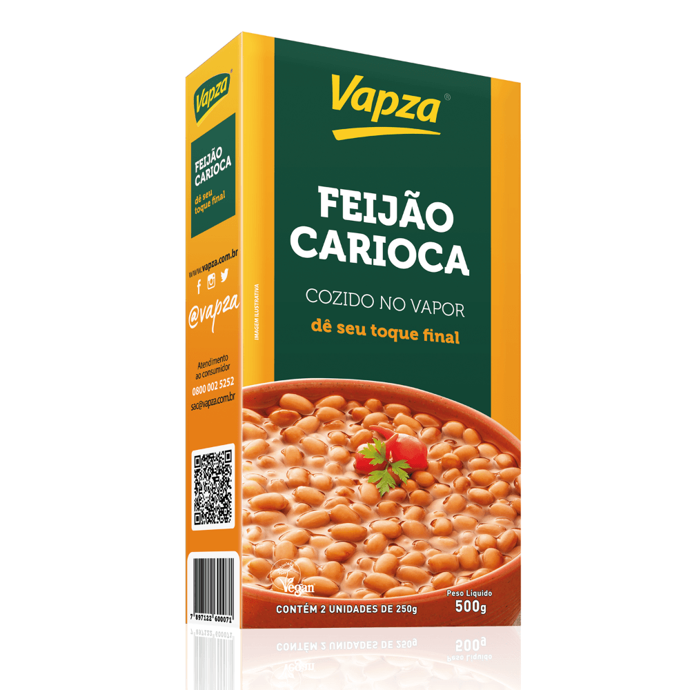 Vapza Feijão Carioca Cozido a Vapor, 500 g / 1.1 lb Box