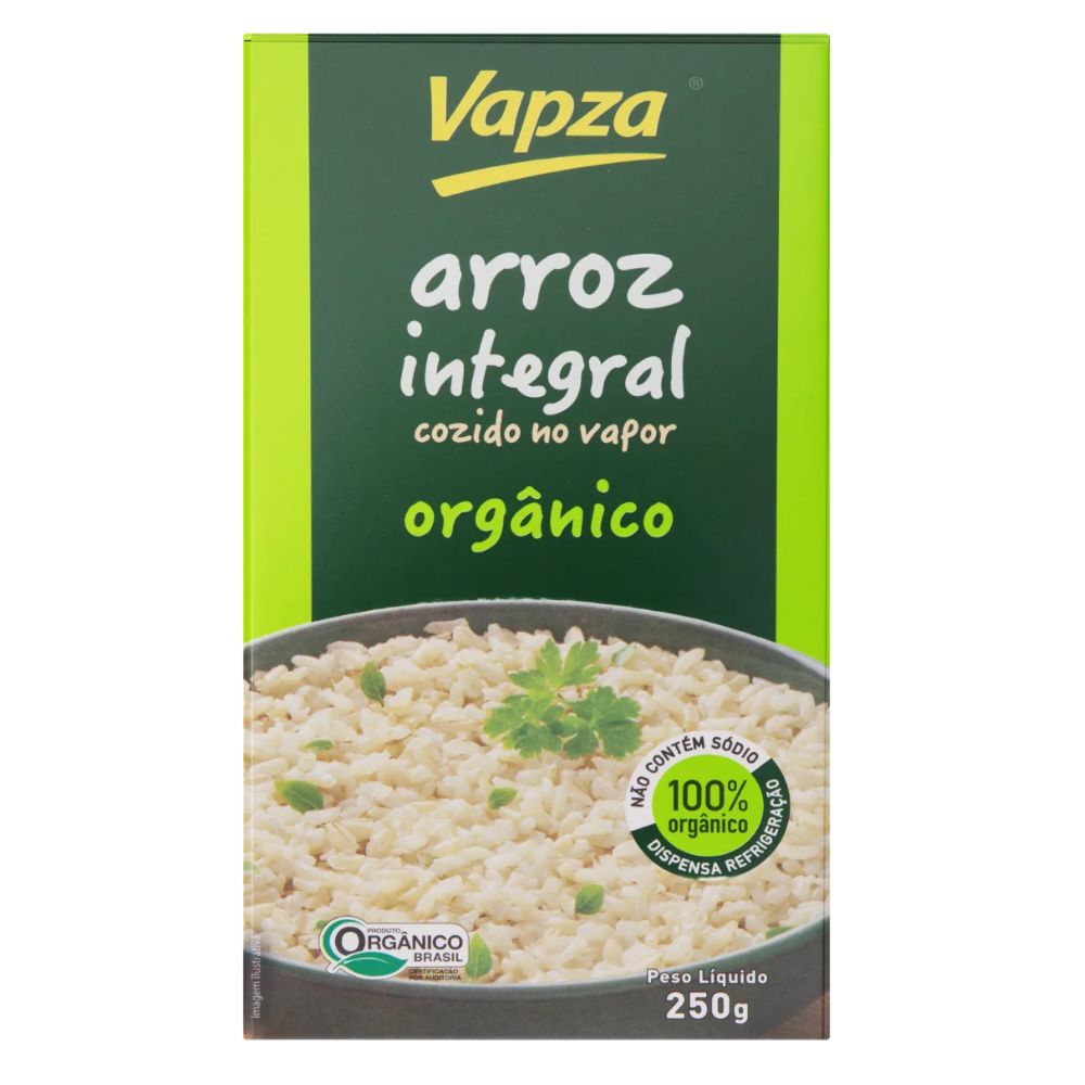 Vapza Organic Brown Rice Steamed, 250 g / 8.8 oz Box