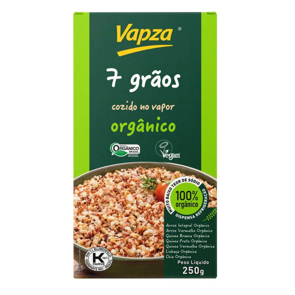 Vapza Organic Steamed Cooked Grain Mix, 250 g / 8.8 oz Box