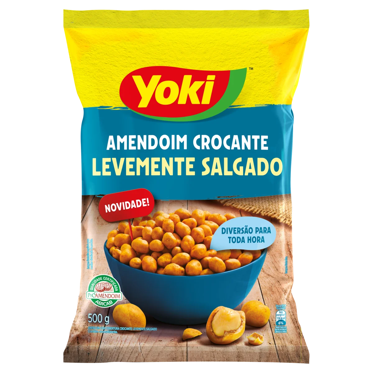 Yoki Crunchy Salted Peanuts Amendoim Crocante Salgado, 500 g / 1.1 lb Bag