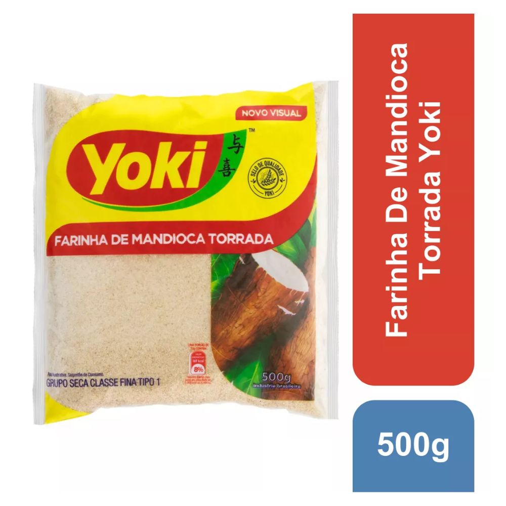 Yoki Farinha de Mandioca Torrada – Toasted Cassava Flour, 500 g / 1.1 lb Bag
