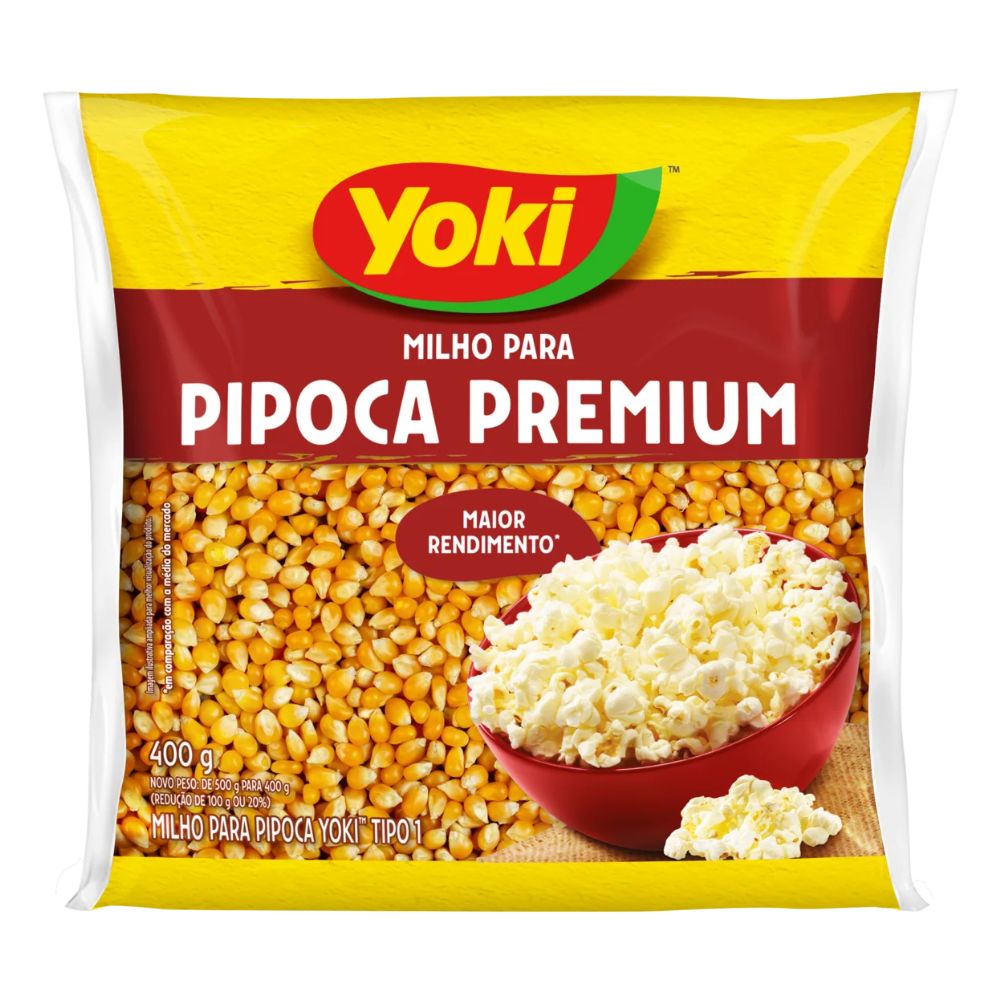 Yoki Premium Tipo 1 Popcorn Kernels Milho para Pipoca, 400 g / 0.88 lb Bag