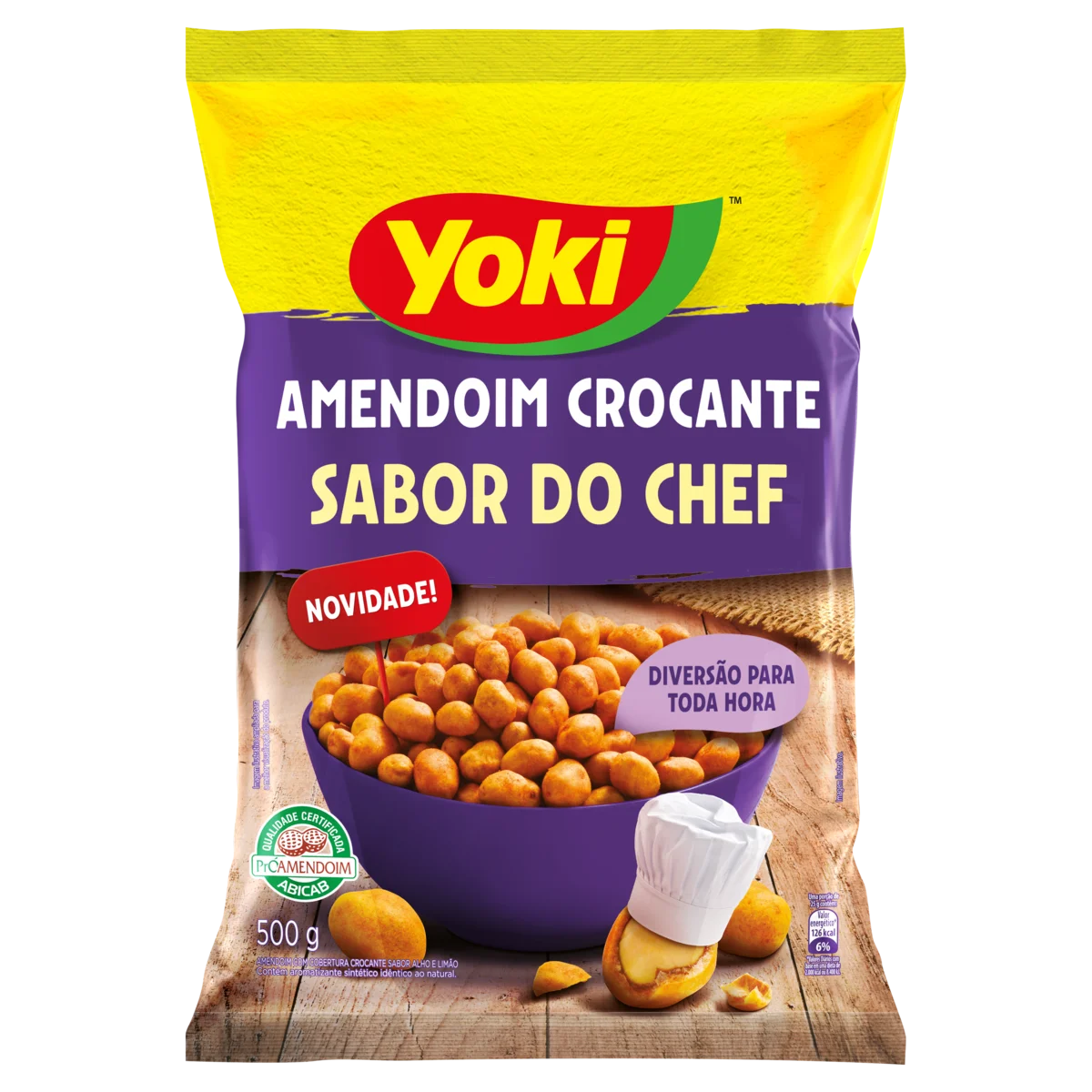 Yoki Sabor do Chef Crunchy Peanut Garlic & Lemon Flavor, 500 g / 1.1 lb Bag