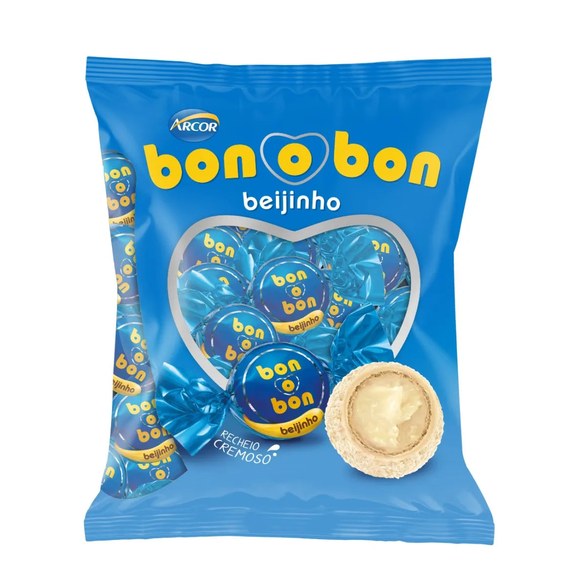 Arcor Bon o Bon Beijinho White Chocolate Bombom, 750 g / 1.65 lb Bag