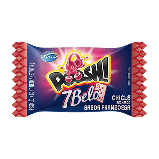 Arcor Poosh 7 Belo Raspberry Chewing Gum, 200 g / 7 oz Bag