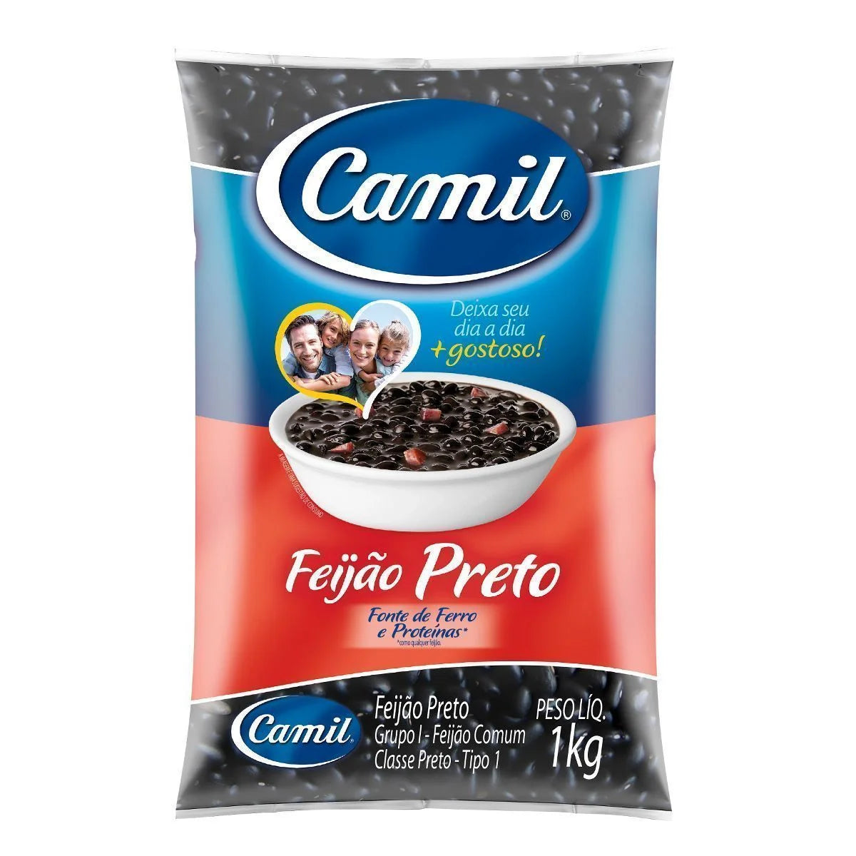 Camil Feijão Preto Tipo 1 - Traditional Black Beans, 1 kg / 2.2 lb Pack