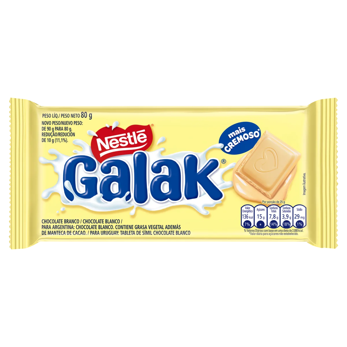 GALAK White Chocolate Bar, 80 g / 2.8 oz