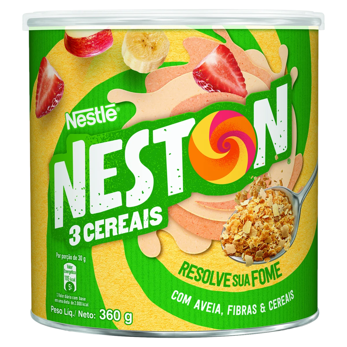 Nestlé Neston 3 Cereais Cereal Flakes, 360 g / 12.7 oz Can