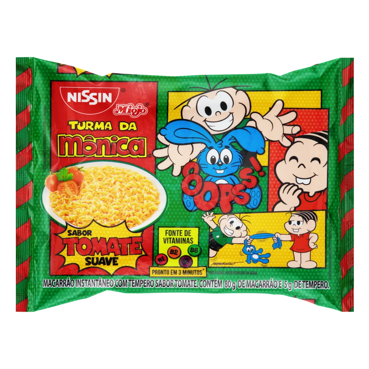 Nissin Miojo Turma da Mônica Tomato Flavor Instant Noodles, 85 g / 3 oz