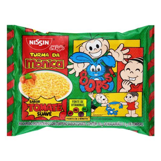 Nissin Miojo Turma da Mônica Tomato Flavor Instant Noodles, 85 g / 3 oz