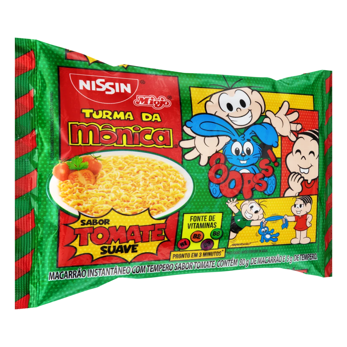 Nissin Miojo Turma da Mônica Tomato Flavor Instant Noodles, 85 g / 3 oz