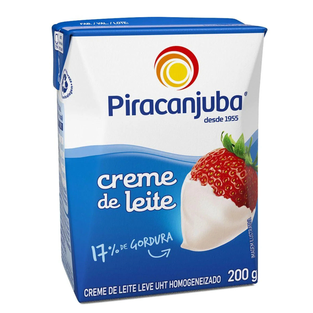 Piracanjuba Creme de Leite, 200 g / 7.05 oz Tetra Pak