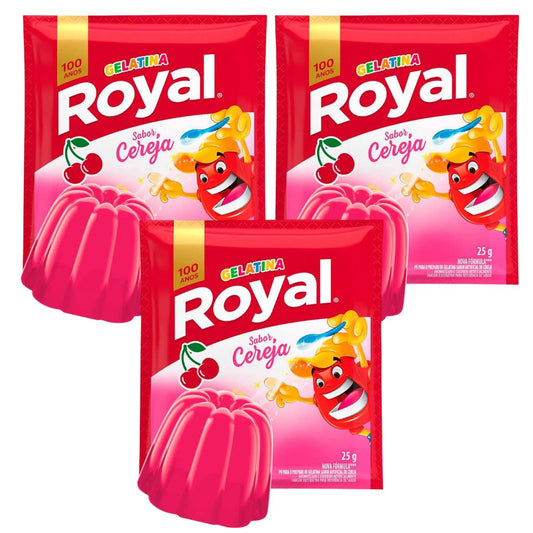 Royal Cherry Gelatin Powder, 25 g / 0.88 oz ea (Pack of 3)