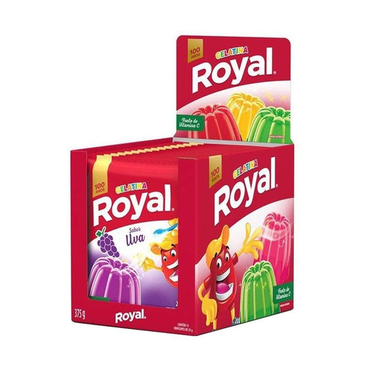 Royal Grape Flavored Gelatin Powder, 25 g / 0.88 oz (Box of 15 Units)