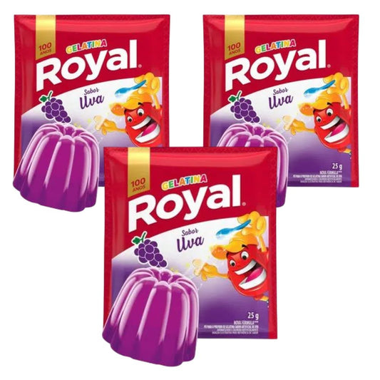 Royal Grape Flavored Gelatin Powder, 25 g / 0.88 oz (Pack of 3)