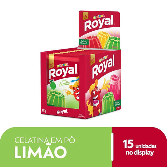 Royal Lemon Gelatin Powder Gelatina em Pó Limão, 25 g / 0.88 oz (Box of 15 Units)