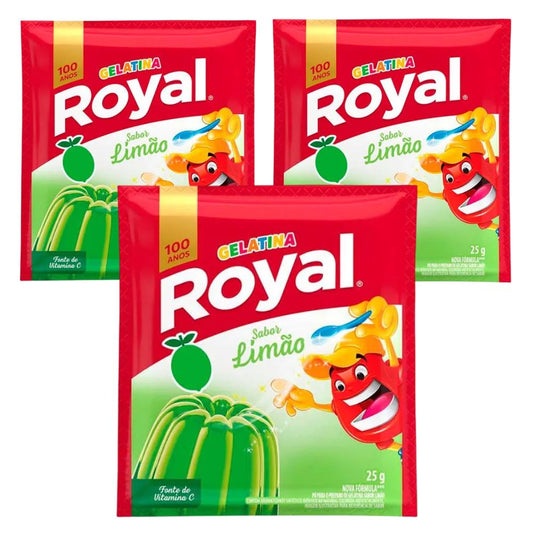 Royal Lemon Gelatin Powder Gelatina em Pó Limão, 25 g / 0.88 oz (Pack of 3)