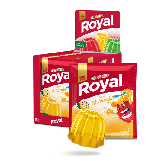 Royal Passion Fruit Gelatin Powder Gelatina em Pó, 25 g / 0.88 oz (Box of 15 Units)