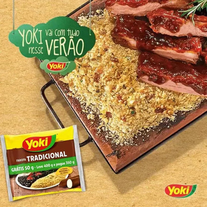 Yoki Farofa Tradicional Cassava Yuca Flour for Feijoada, 400 g / 14.1 oz bag