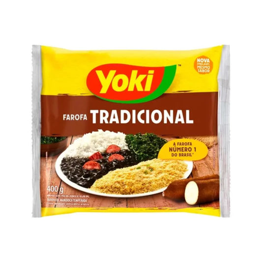 Yoki Farofa Tradicional Cassava Yuca Flour for Feijoada, 400 g / 14.1 oz bag